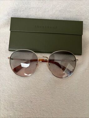 Longchamp Gold Frame Sunglasses with Brown Gradient Lenses